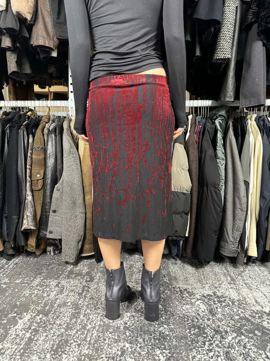 AW1998 Jean Paul Gaultier Black Red Velvet Blood Skirt OEDXvJQ 1