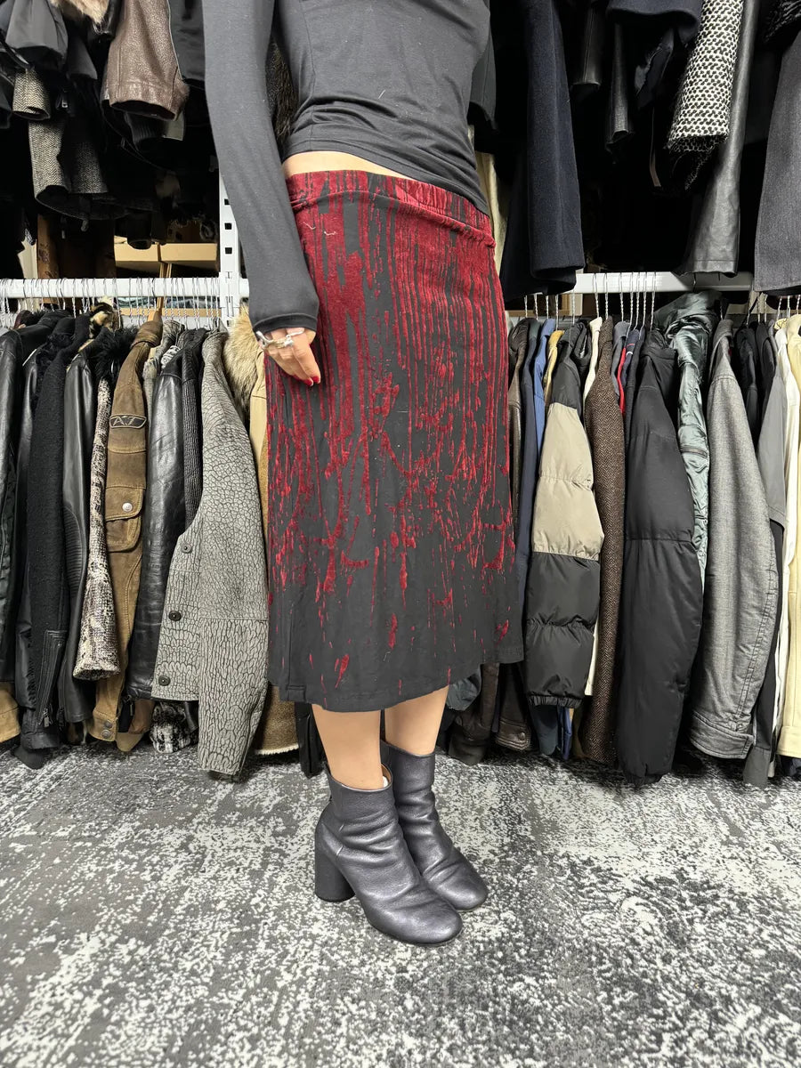 AW1998 Jean Paul Gaultier Black Red Velvet Blood Skirt OEDXvJQ 2