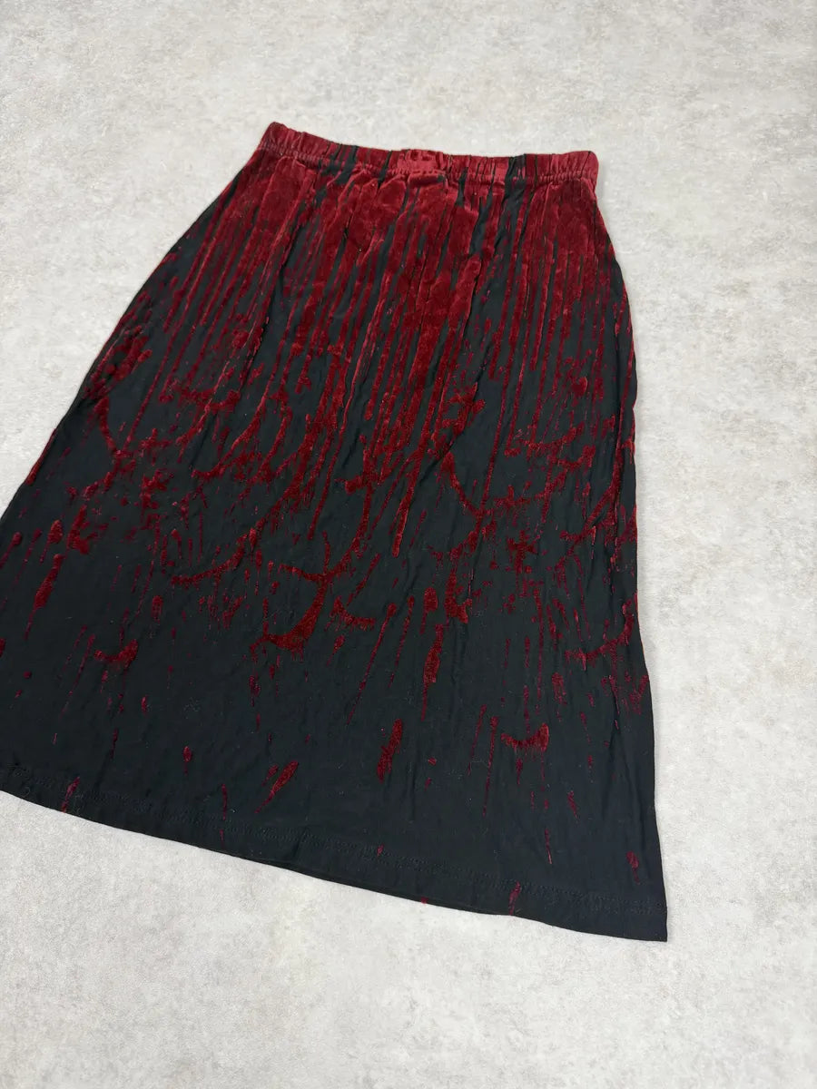 AW1998 Jean Paul Gaultier Black Red Velvet Blood Skirt OEDXvJQ 4