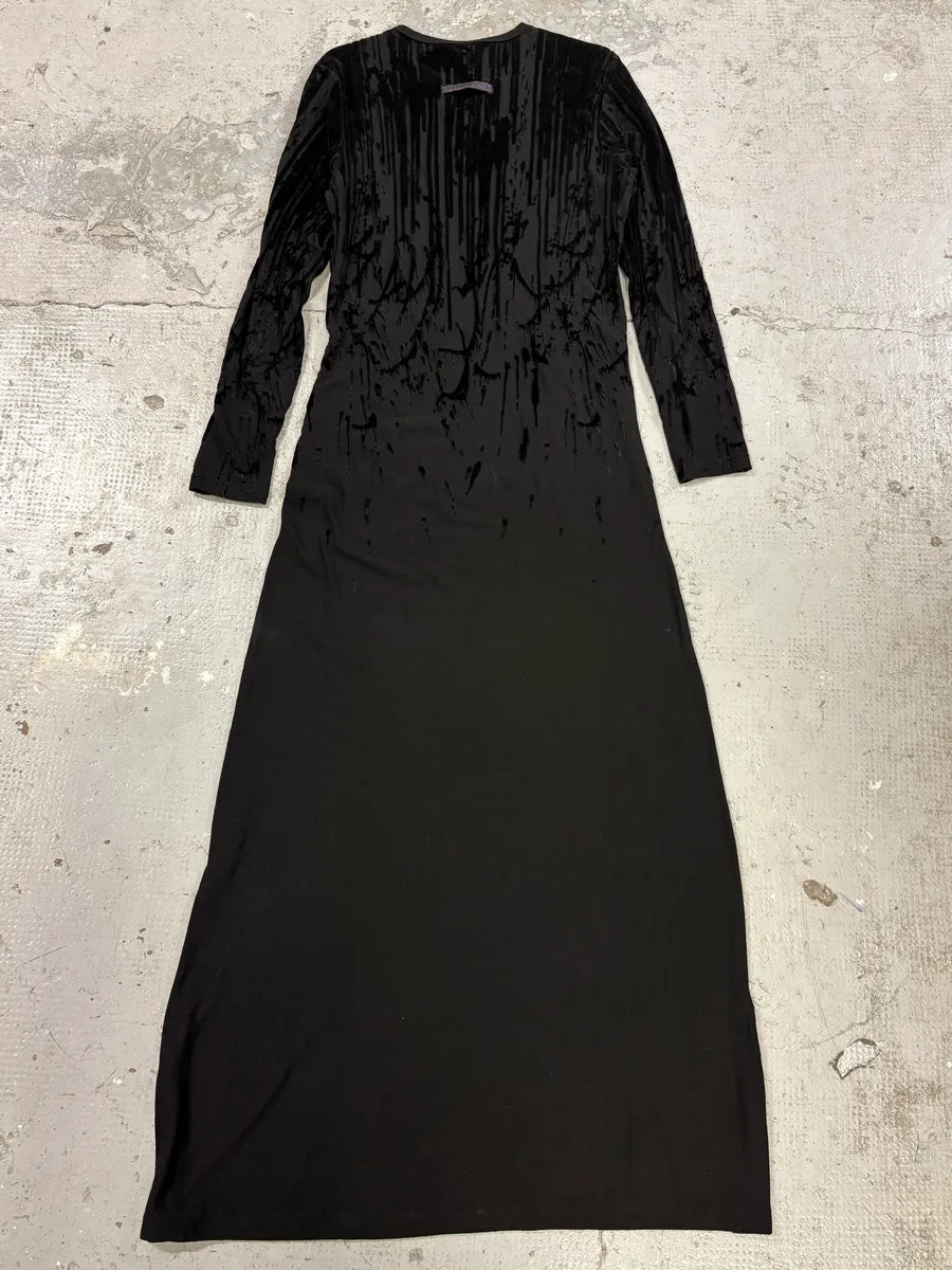 AW1998 Jean Paul Gaultier Blood Drip Black Velvet Maxi Dress (S/M) VCVbVLm 0
