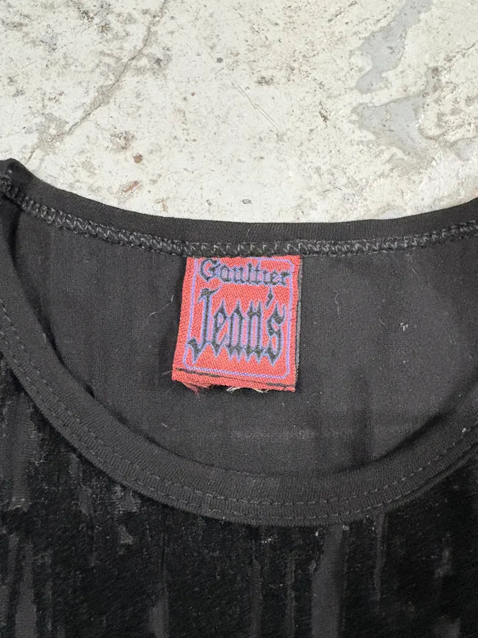 AW1998 Jean Paul Gaultier Blood Drip Black Velvet Maxi Dress (S/M) VCVbVLm 4