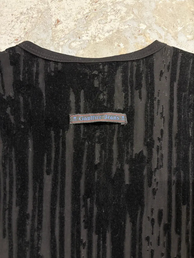 AW1998 Jean Paul Gaultier Blood Drip Black Velvet Maxi Dress (S/M) VCVbVLm 5