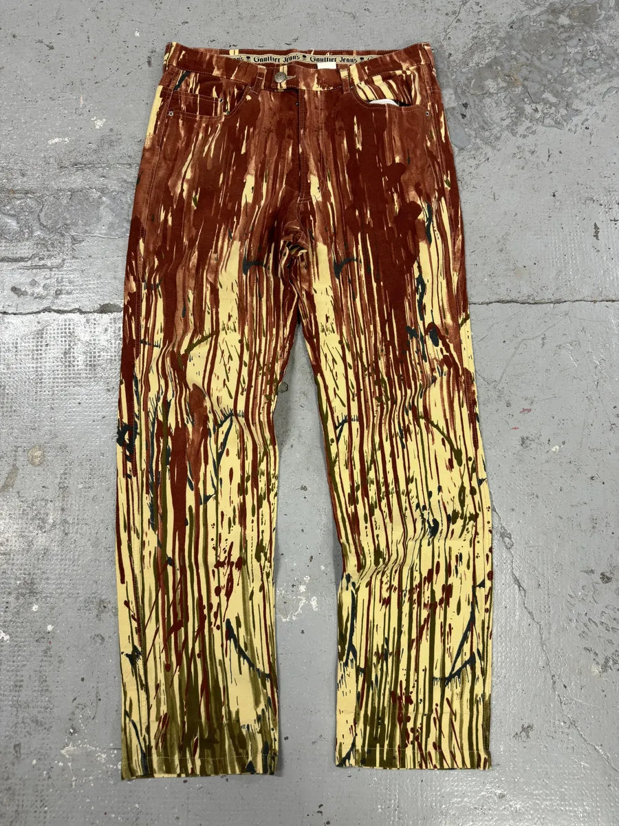 AW1998 Jean Paul Gaultier Red Blood Drip Pants eEaoLsc 5