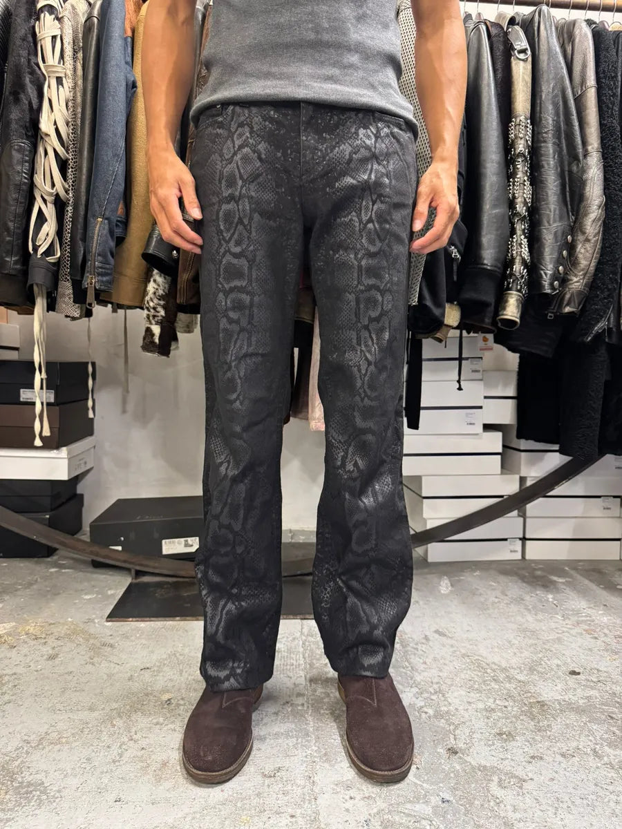 AW1998 Roberto Cavalli Black Snakeskin Python Effect Obscure Pants FfbOstf 1