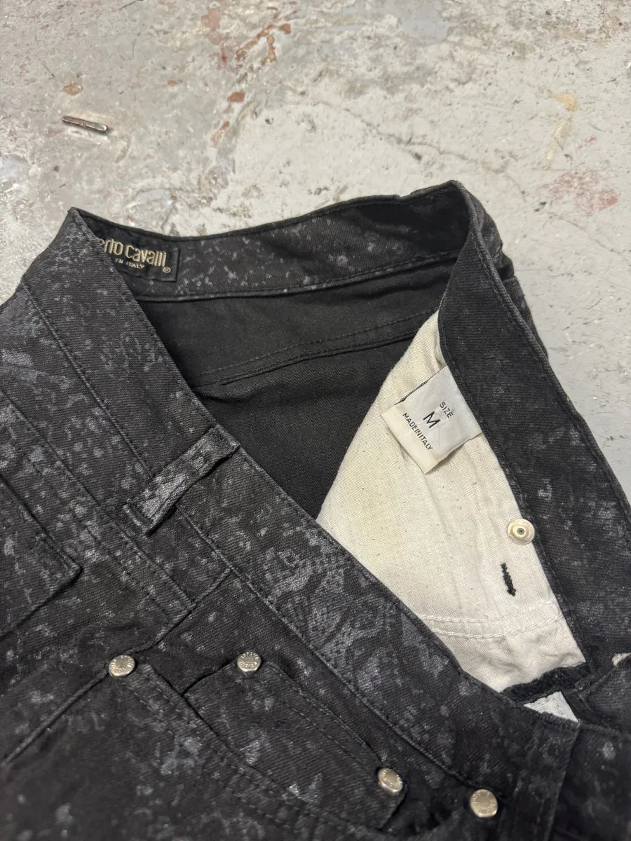 AW1998 Roberto Cavalli Black Snakeskin Python Effect Obscure Pants FfbOstf 10