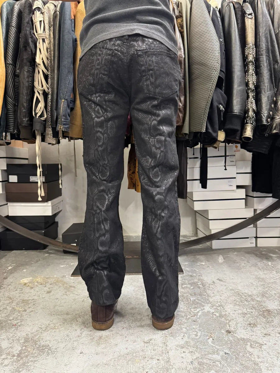 AW1998 Roberto Cavalli Black Snakeskin Python Effect Obscure Pants FfbOstf 2
