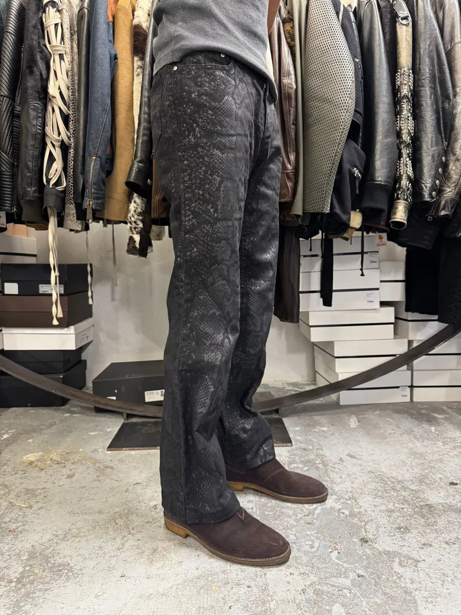 AW1998 Roberto Cavalli Black Snakeskin Python Effect Obscure Pants FfbOstf 3