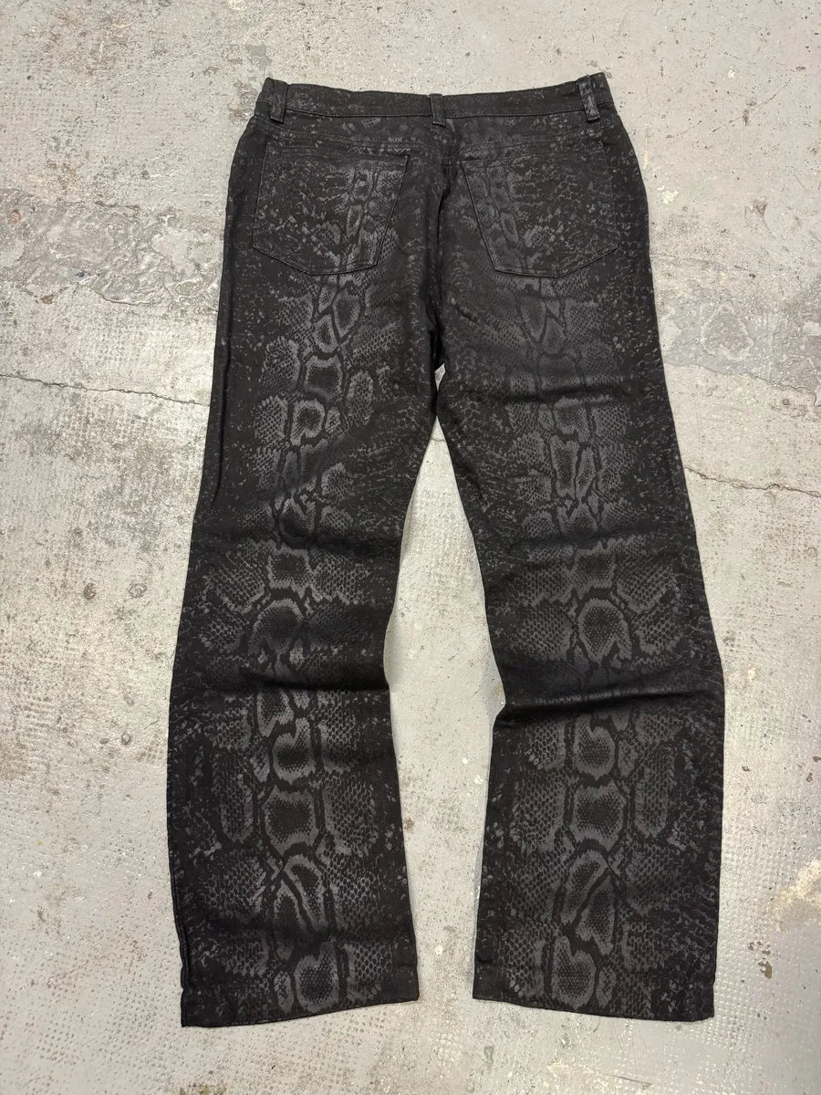 AW1998 Roberto Cavalli Black Snakeskin Python Effect Obscure Pants FfbOstf 4