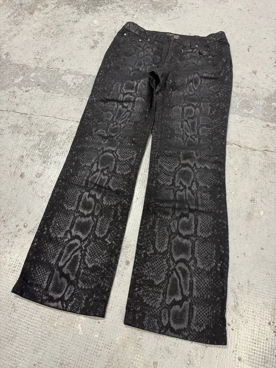 AW1998 Roberto Cavalli Black Snakeskin Python Effect Obscure Pants FfbOstf 5