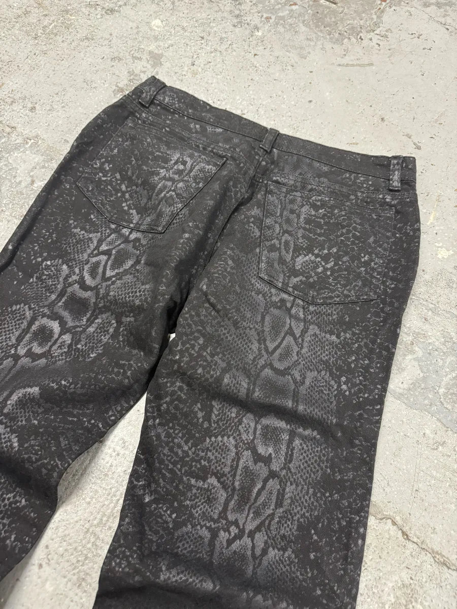 AW1998 Roberto Cavalli Black Snakeskin Python Effect Obscure Pants FfbOstf 6