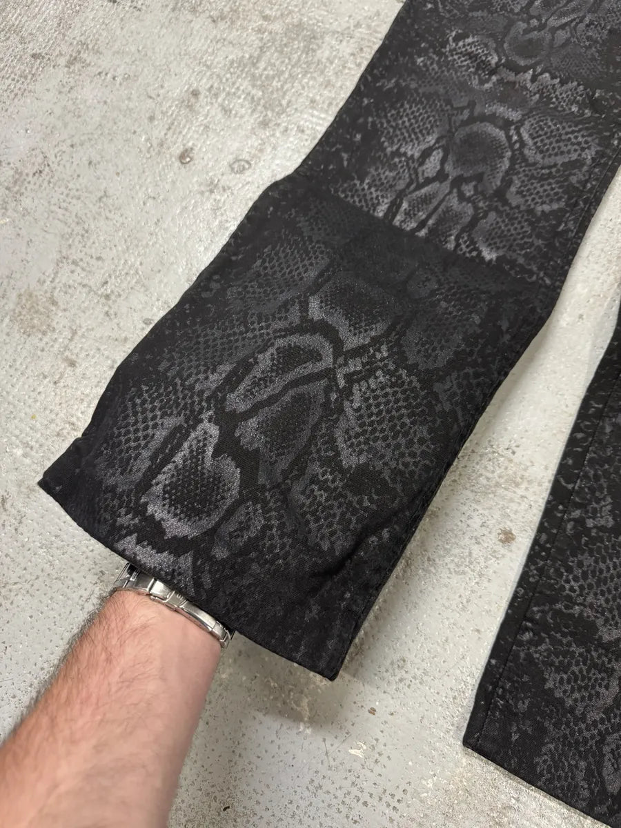 AW1998 Roberto Cavalli Black Snakeskin Python Effect Obscure Pants FfbOstf 8