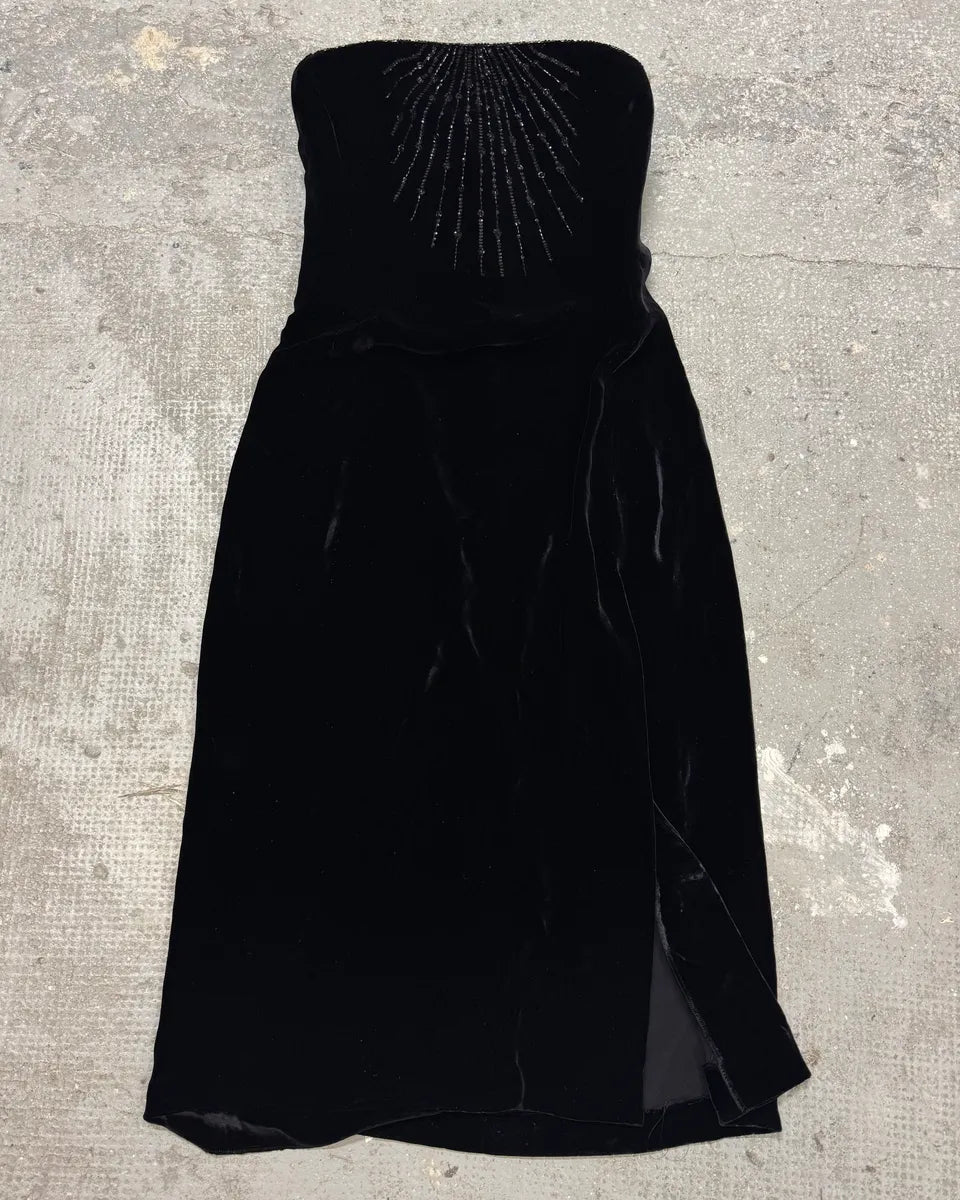 AW1999 Armani Sun Black Velvet Dress JaLFqeu 0