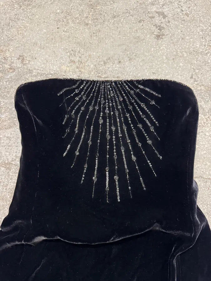 AW1999 Armani Sun Black Velvet Dress JaLFqeu 3