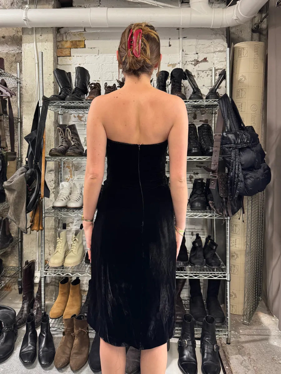 AW1999 Armani Sun Black Velvet Dress JaLFqeu 2