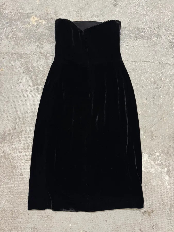 AW1999 Armani Sun Black Velvet Dress JaLFqeu 5