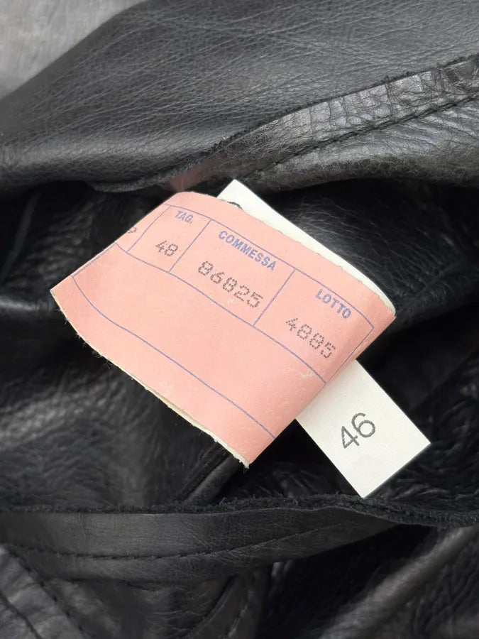 AW1999 Dolce & Gabbana Black Leather Raw Edge Blazer Jacket rnlfYmQ 10