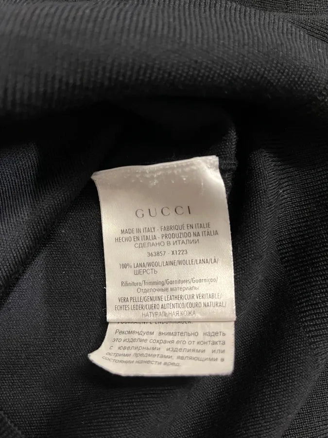 AW1999 Gucci Black Leather Collar Navy Sweater by Tom Ford (S/M) edjzApR 9