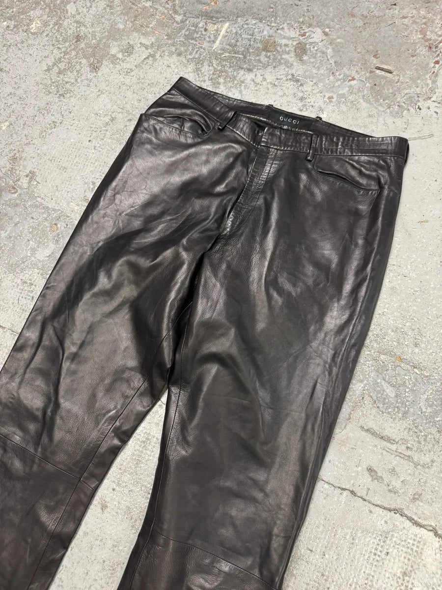 AW1999 Gucci Black Lambskin Leather Pants by Tom Ford tSnAUvM 4