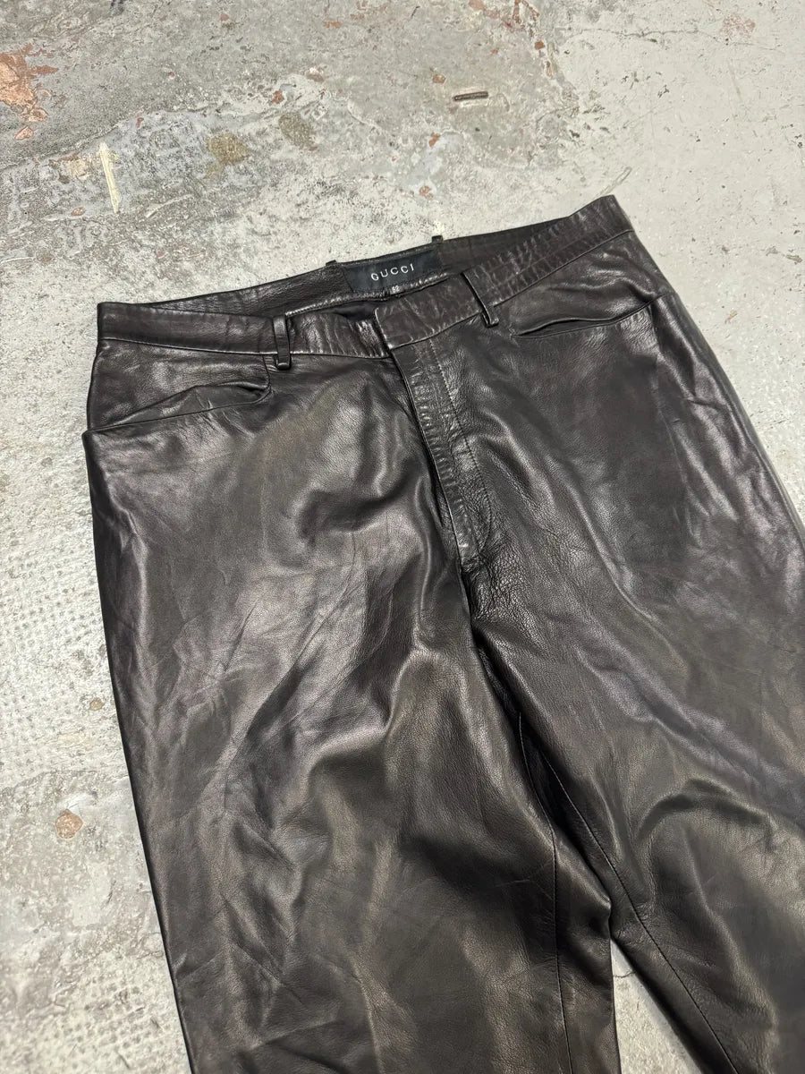 AW1999 Gucci Black Lambskin Leather Pants by Tom Ford tSnAUvM 5