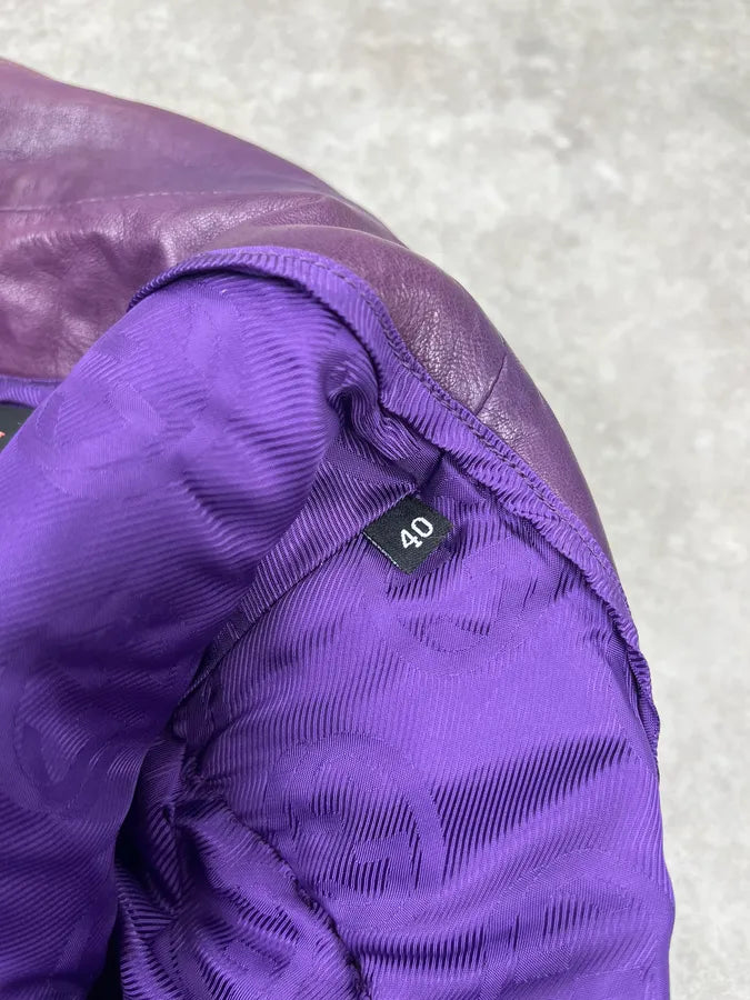 AW1999 Gucci Double Buckle Purple Leather Jacket by Tom Ford BfMpytk 10