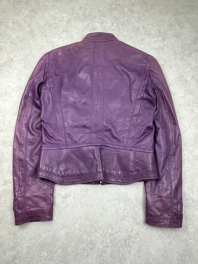 AW1999 Gucci Double Buckle Purple Leather Jacket by Tom Ford BfMpytk 7