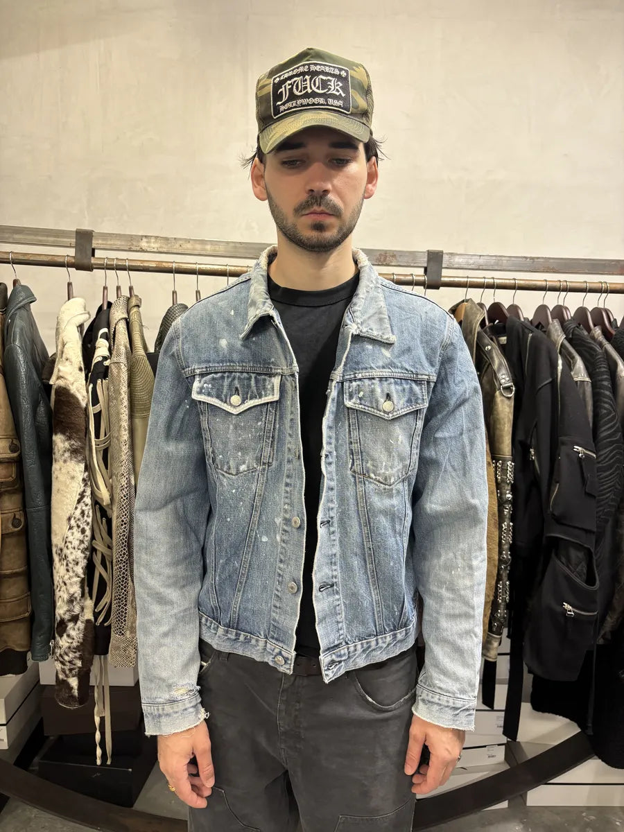 AW1999 Helmut Lang Blue Denim Painted Jacket NctsObJ 1