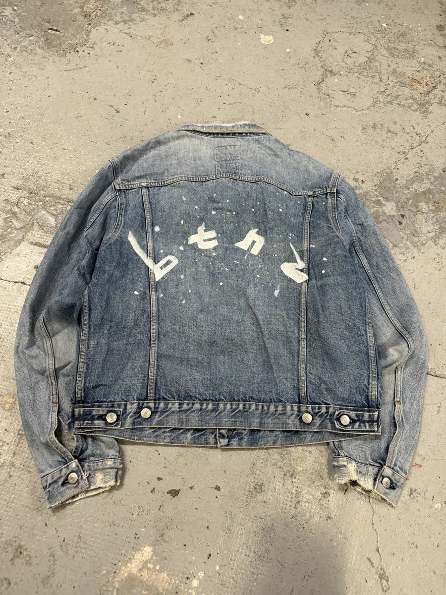 AW1999 Helmut Lang Blue Denim Painted Jacket NctsObJ 3