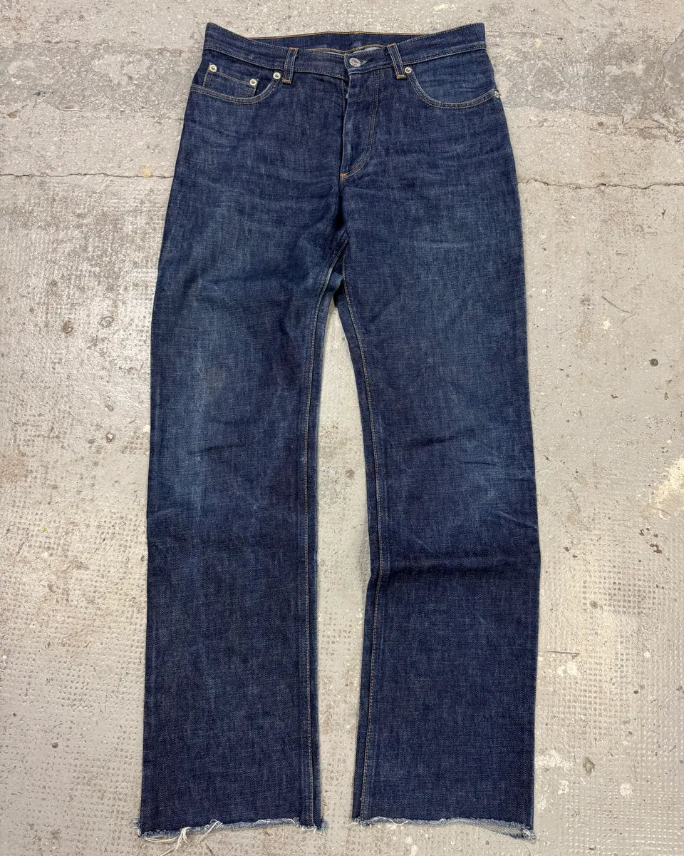 AW1999 Helmut Lang Raw Brut Blue Denim Jeans (M) wyLGjQT 0