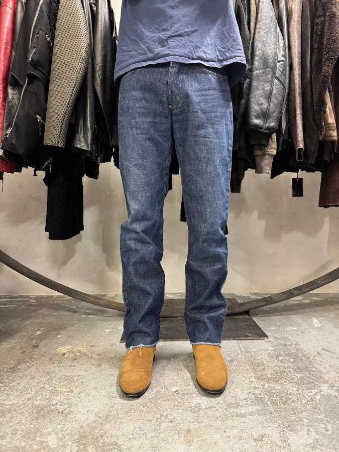 AW1999 Helmut Lang Raw Brut Blue Denim Jeans (M) wyLGjQT 2