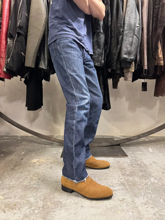 AW1999 Helmut Lang Raw Brut Blue Denim Jeans (M) wyLGjQT 3