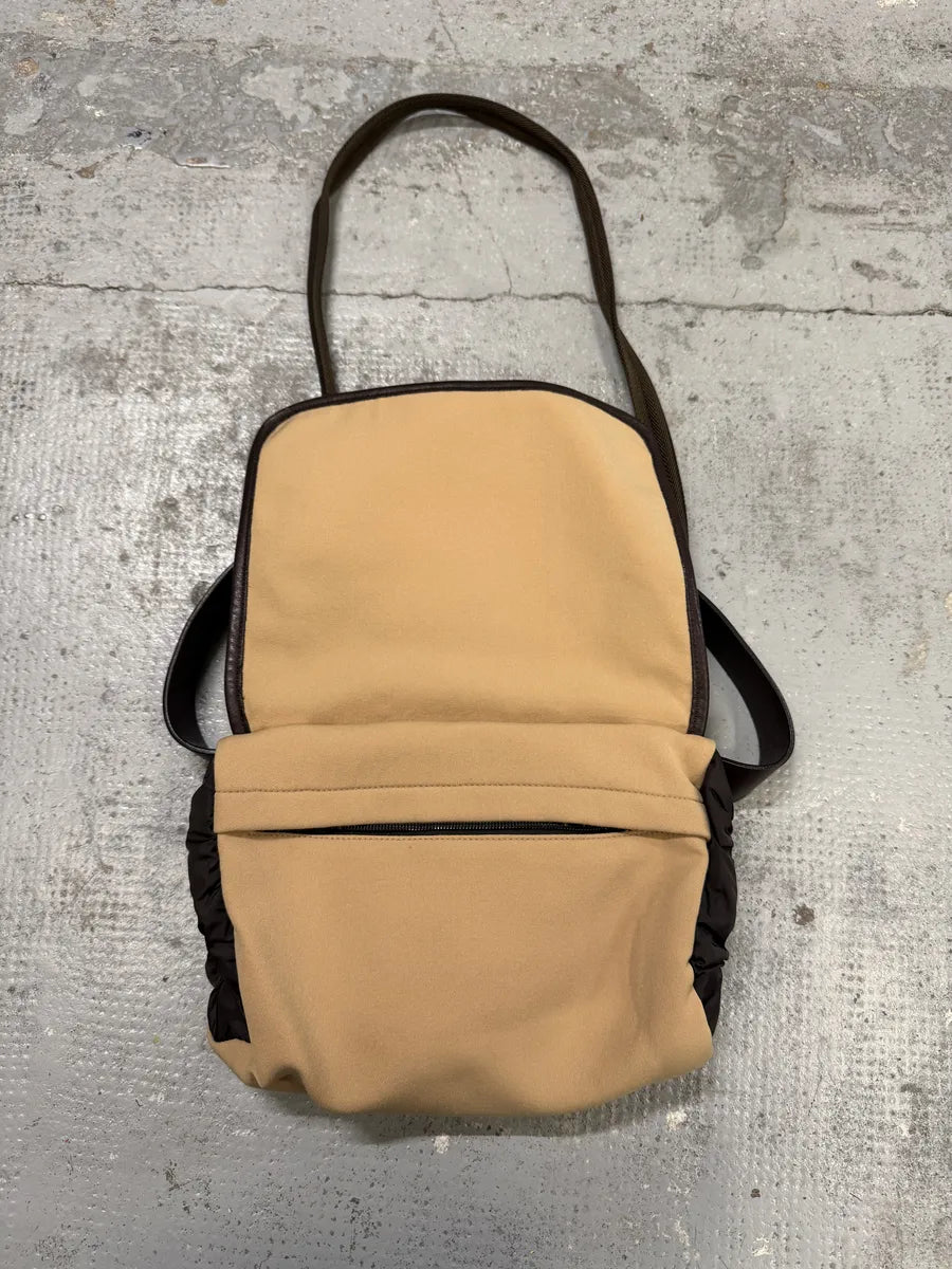 AW1999 Prada Beige Canvas Fur Shoulder Belted Bag QhkZzyi 5
