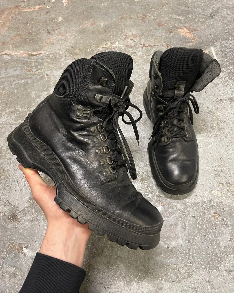 AW1999 Prada Black High Leather Vibram Boots (41.5eu/us8) RvuIxcU 0
