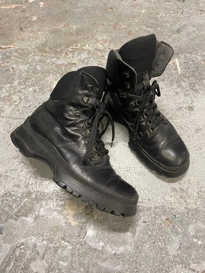 AW1999 Prada Black High Leather Vibram Boots (41.5eu/us8) RvuIxcU 4