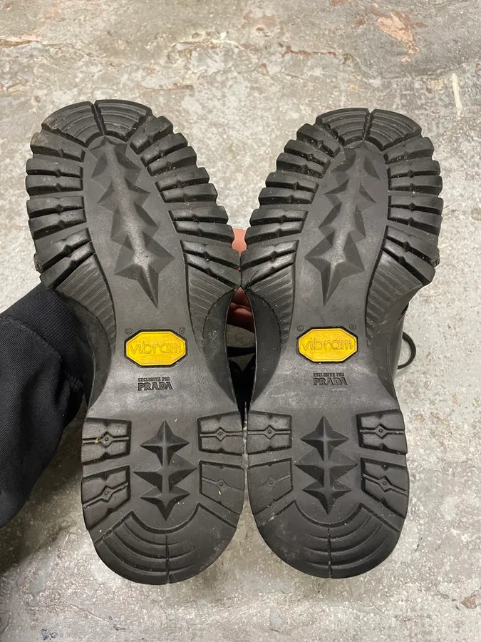 AW1999 Prada Black High Leather Vibram Boots (41.5eu/us8) RvuIxcU 7