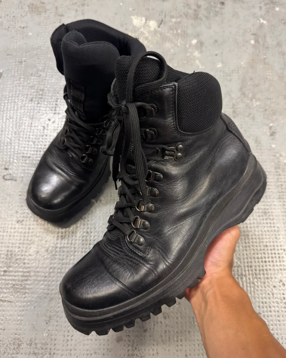 AW1999 Prada Black High Leather Vibram Boots hbeCjXI 0