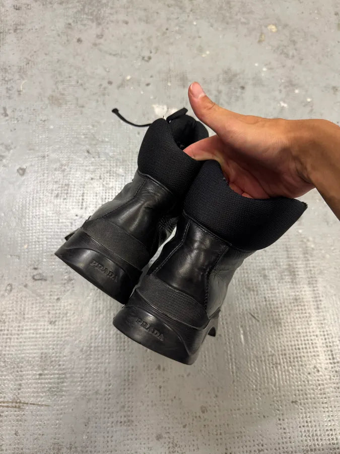 AW1999 Prada Black High Leather Vibram Boots hbeCjXI 3
