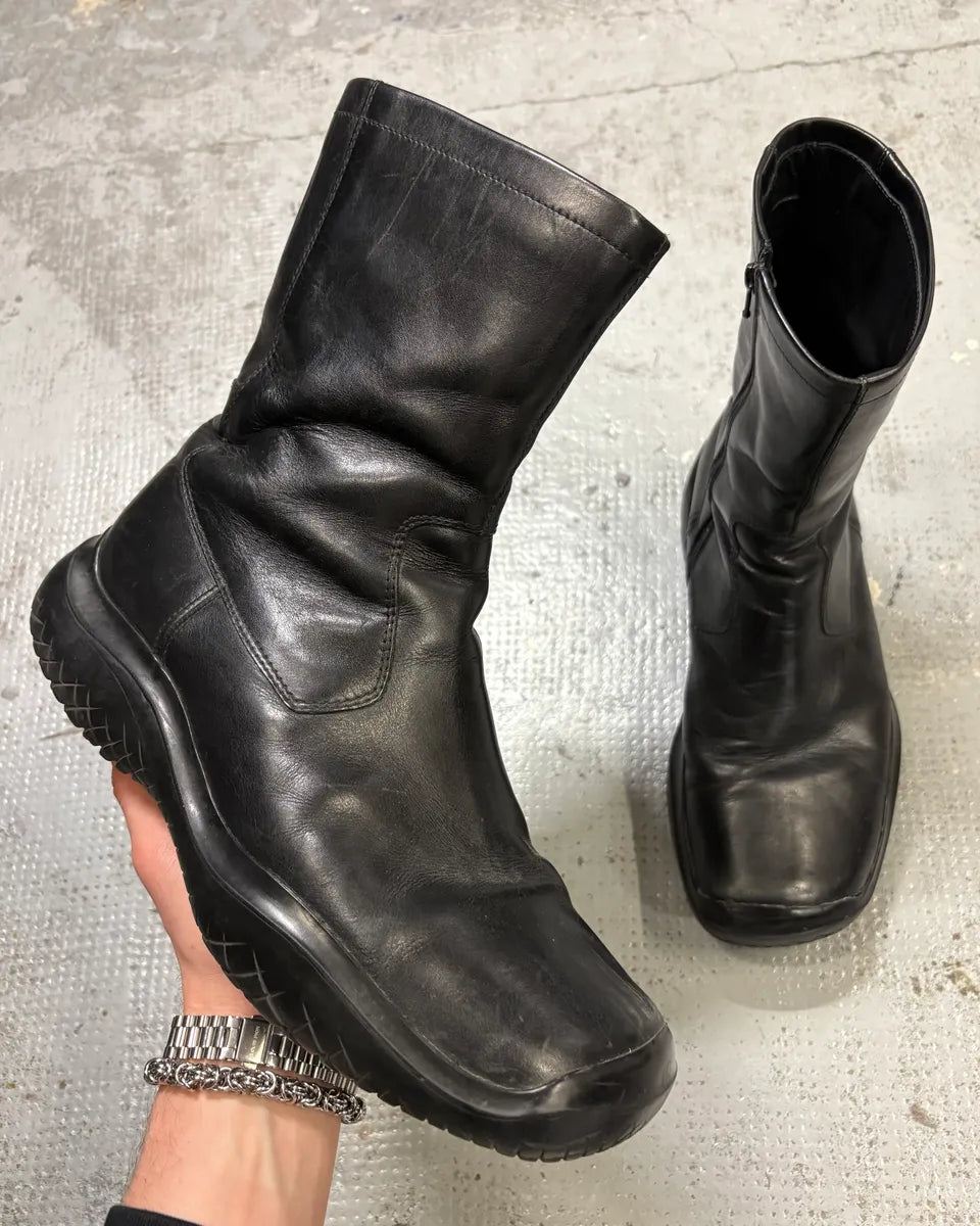 AW1999 Prada Black Leather Chelsea Vibram Boots  EqEQYHb 0