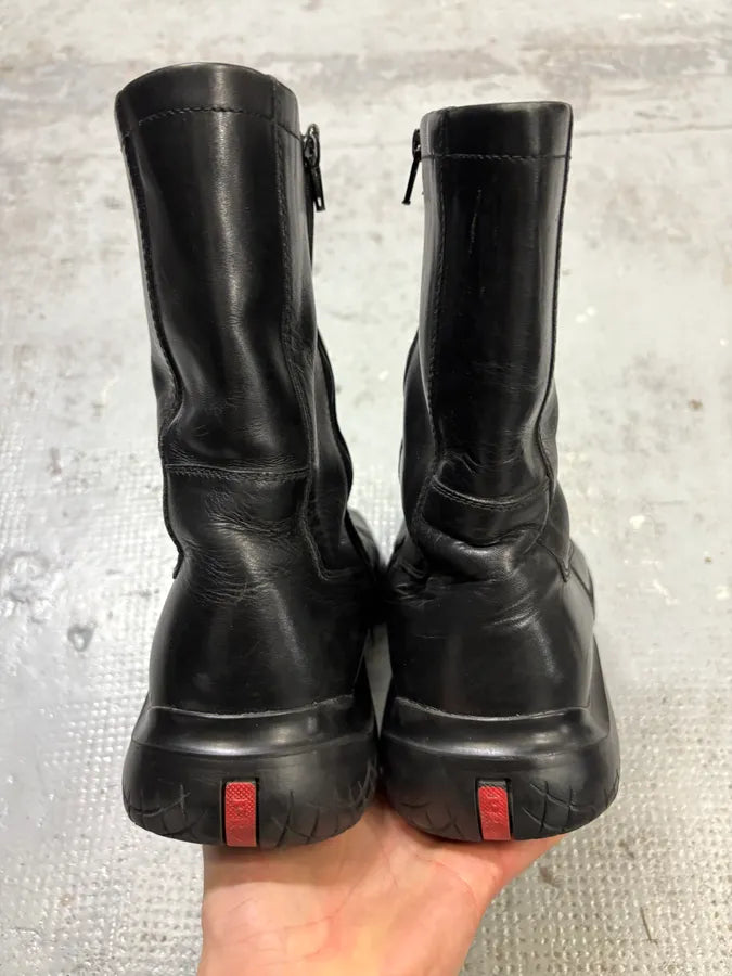 AW1999 Prada Black Leather Chelsea Vibram Boots  EqEQYHb 5