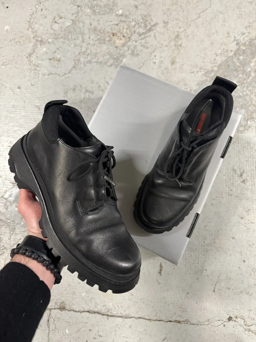AW1999 Prada Black Leather Derby Shoes (39eu/us6.5) 0