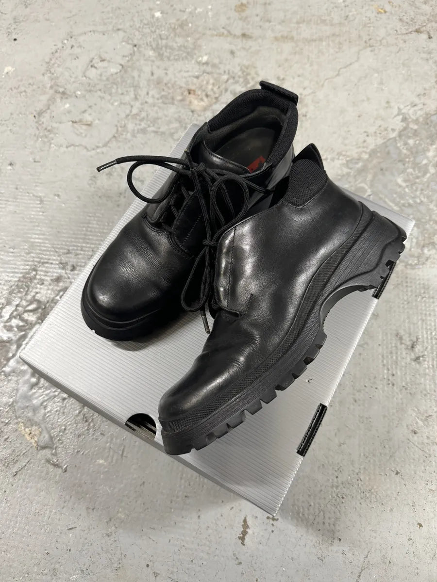 AW1999 Prada Black Leather Derby Shoes (39eu/us6.5) 4