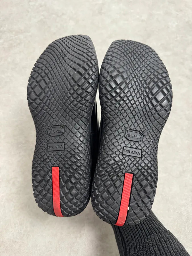 AW1999 Prada Black Leather Lace-Up Vibram Sole Low Boots KVOueXs 6