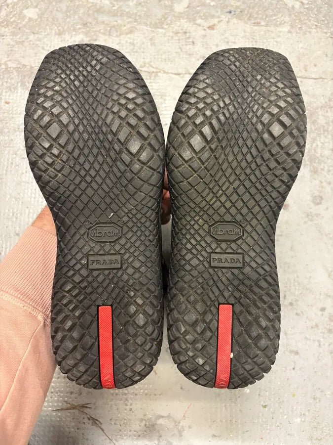 AW1999 Prada Black Leather Scratch Laced Vibram Boots dMKpKnH 7