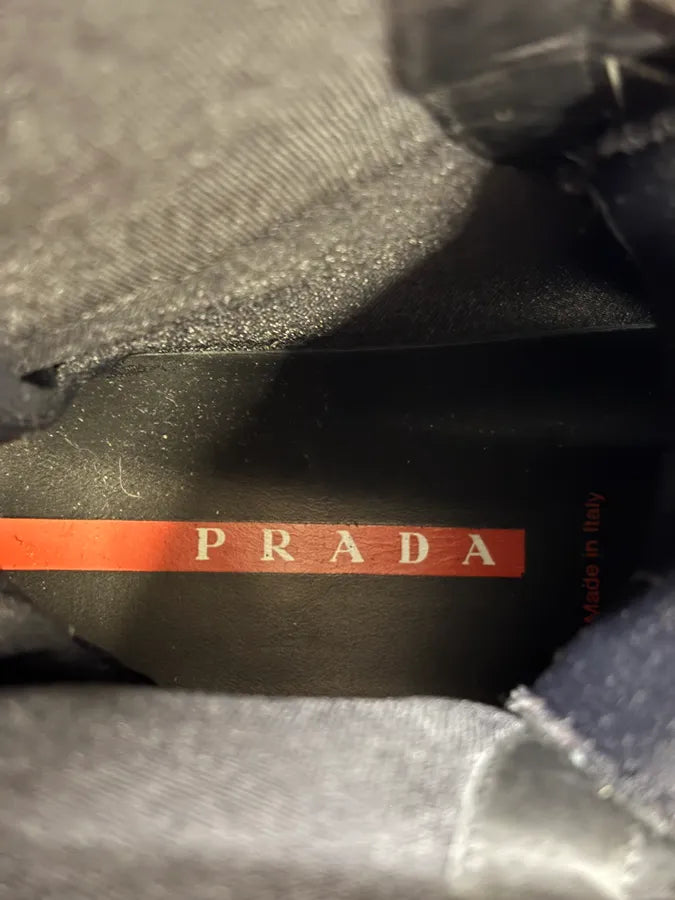 AW1999 Prada Black Leather Scratch Laced Vibram Boots dMKpKnH 9
