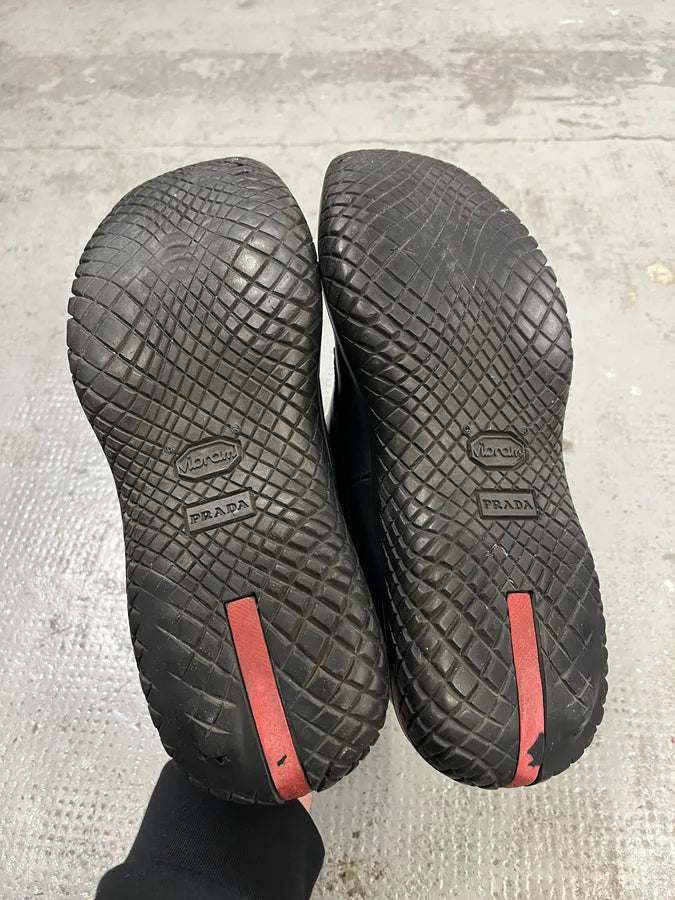 AW1999 Prada Black Leather Slip-On Vibram Sole Boots zOyspSN 4