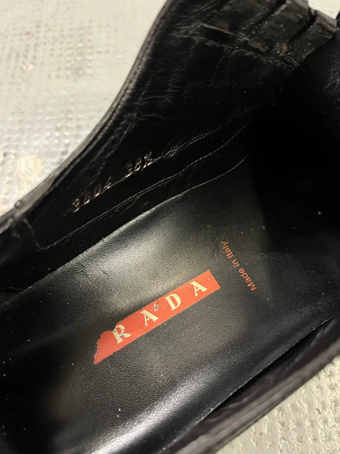 AW1999 Prada Black Leather Slip-On Vibram Sole Boots zOyspSN 6