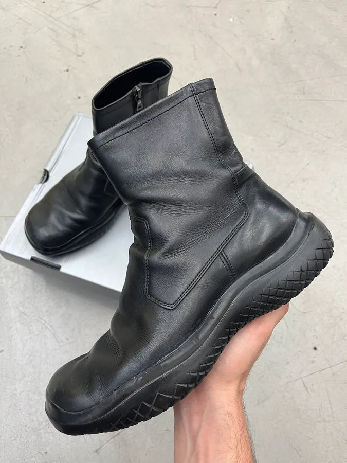 AW1999 Prada Black Leather Vibram Boots TIhdPIg 0