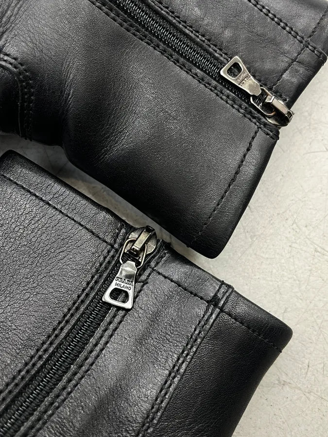AW1999 Prada Black Leather Vibram Boots TIhdPIg 4