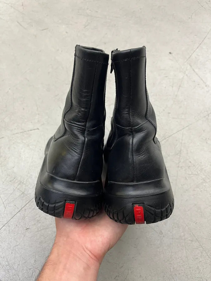 AW1999 Prada Black Leather Vibram Boots TIhdPIg 5