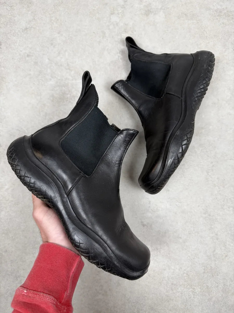 AW1999 Prada Black Leather Vibram Sole Boots FMQWcuV 0