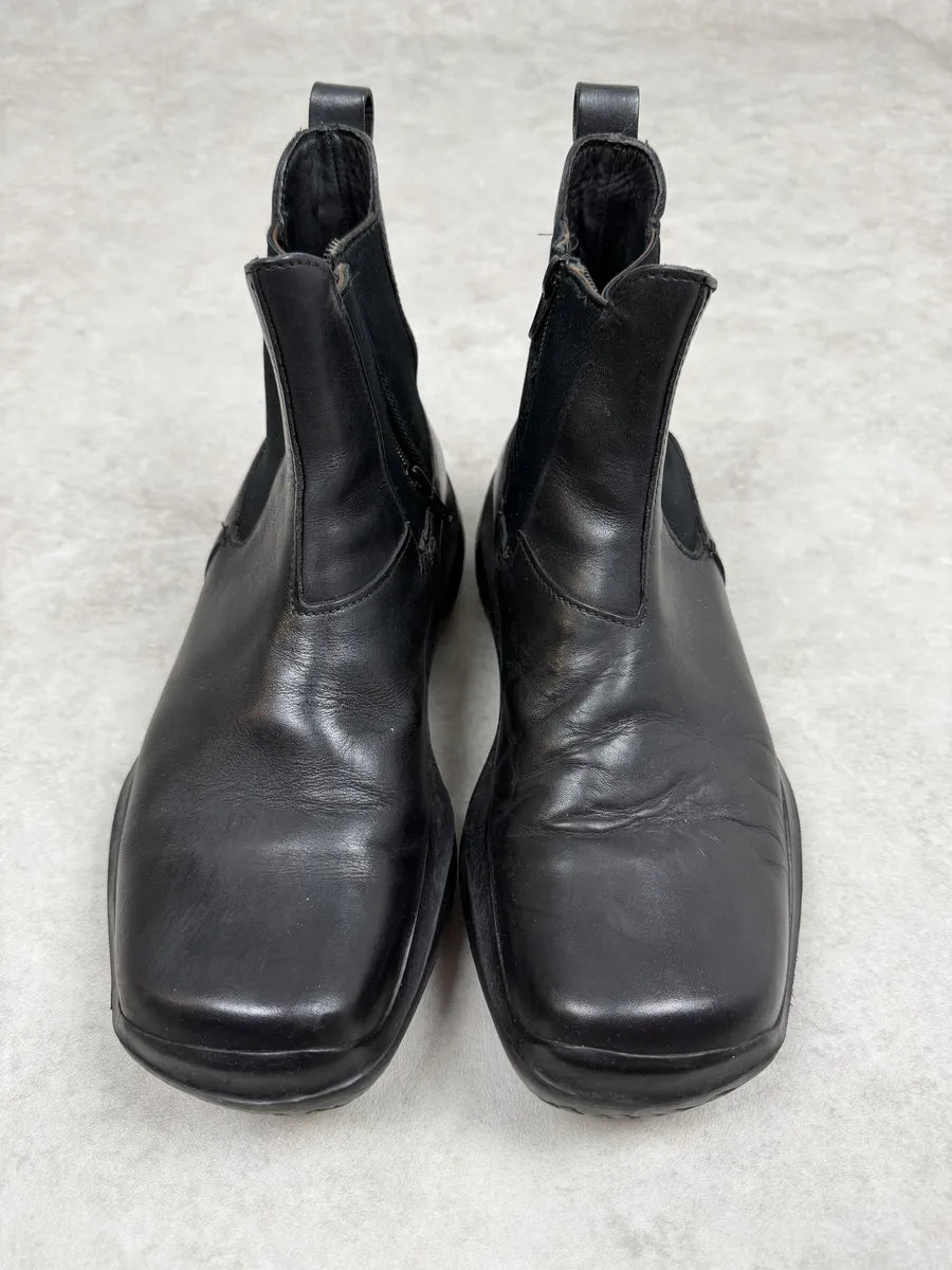 AW1999 Prada Black Leather Vibram Sole Boots FMQWcuV 1